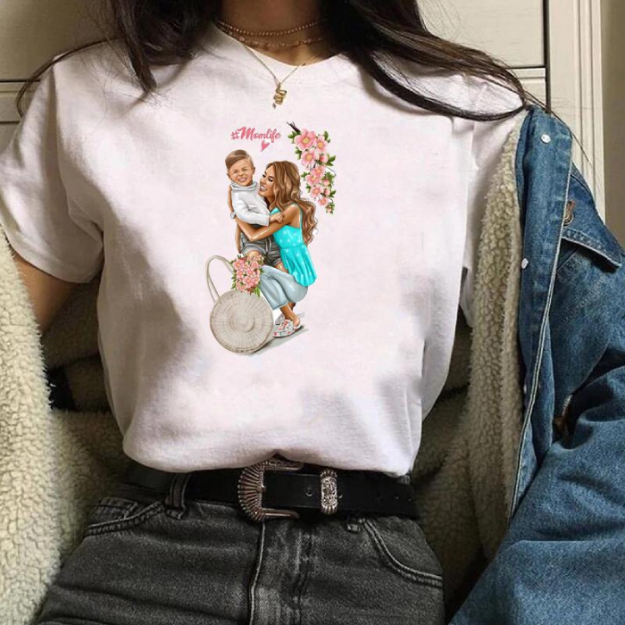T-shirts imprimés avec un photo de mère et d'enfant