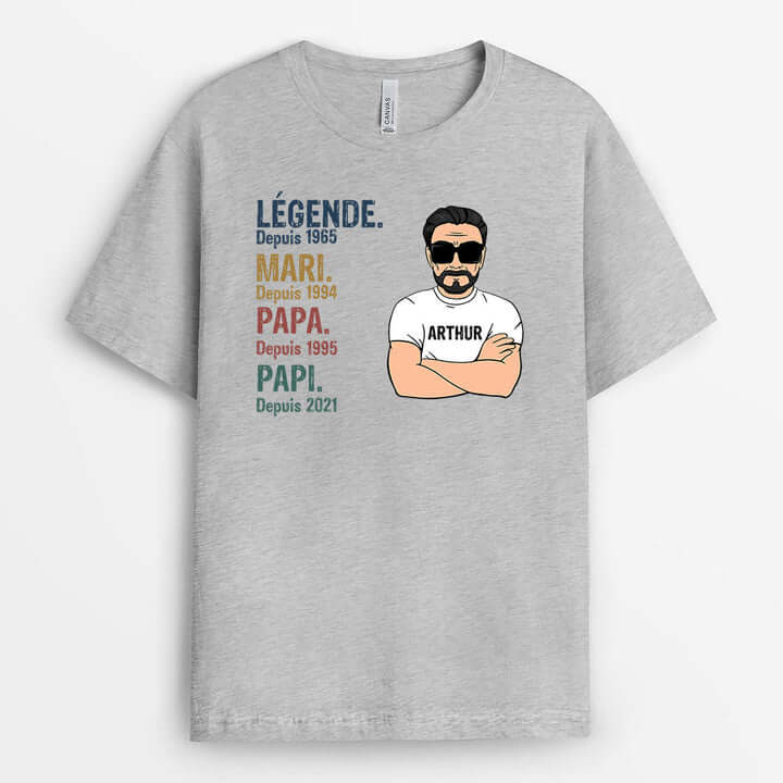 T-shirt Légende, Vintage Papa Papi Personnalisé Idée cadeau homme 40 ans