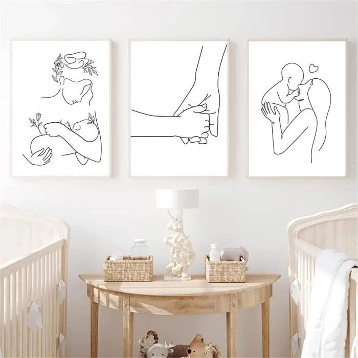 Une peinture à la main de bébé et maman 
